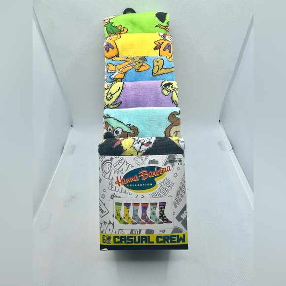 New Hanna-Barbera Collection Warner Brothers 6 Casual Crew Socks Sz 8-12 - Picture 1 of 5